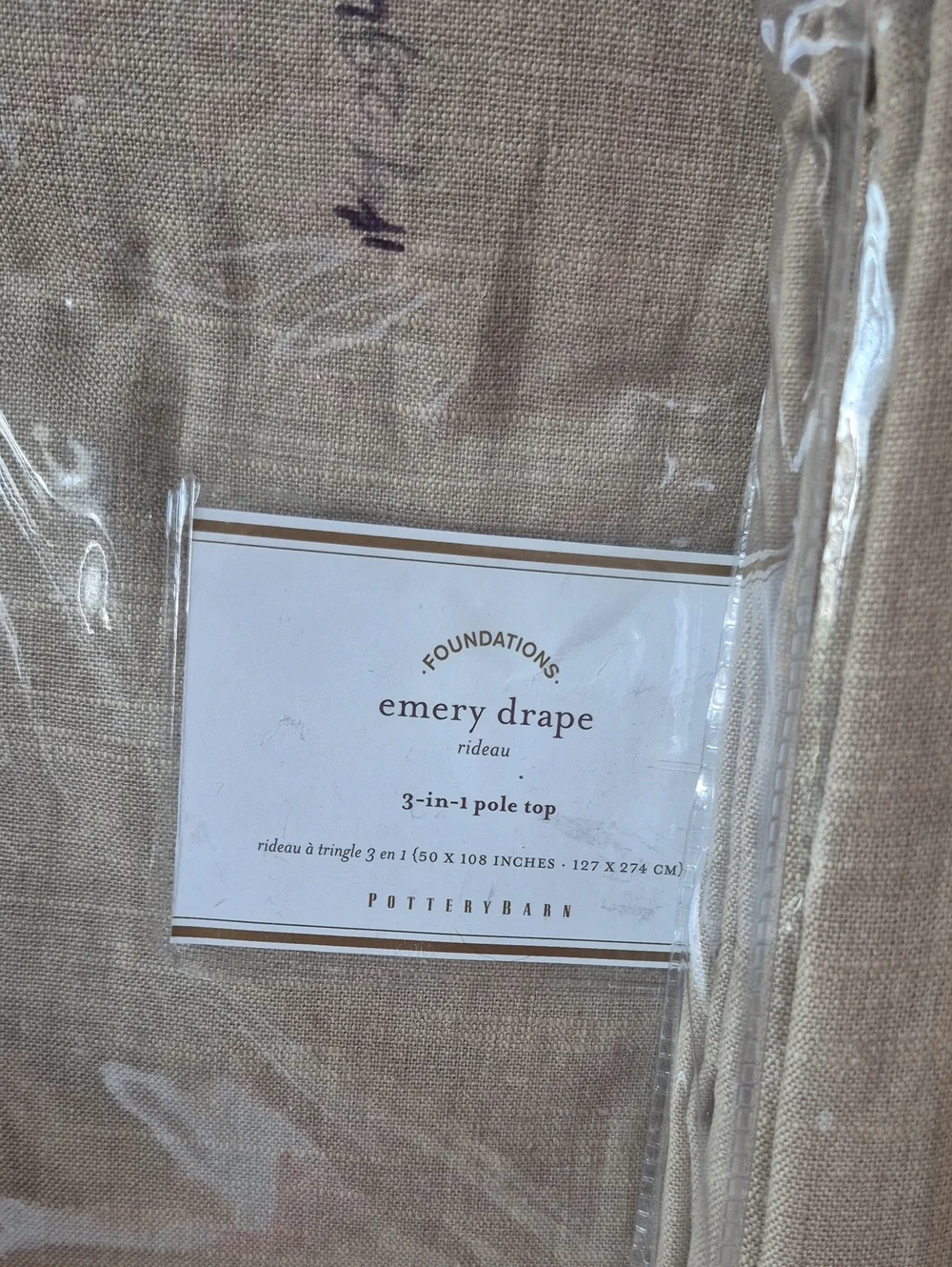 Pottery Barn 2 Emery  3 In 1 Pole Top Curtains Walnut Linen Blend 50 X 108 In L